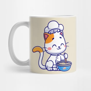 Cute Cat Chef Cooking Cartoon Mug